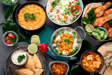 Assortment Indian recipes food various.