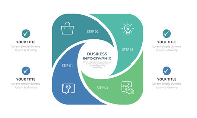 circle infographic templates with 4 options, parts, processes, Business concept diagrams, illustration 10.