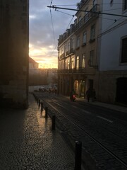 sunset in the lisbon city