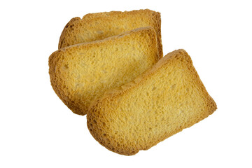 plusieurs biscottes isolé sur un fond blanc