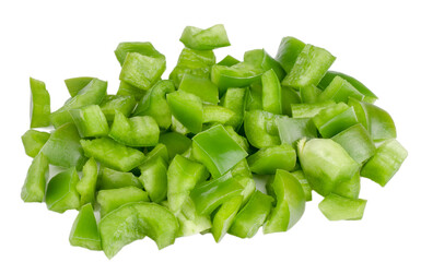 Slices of bell pepper isolated on white background