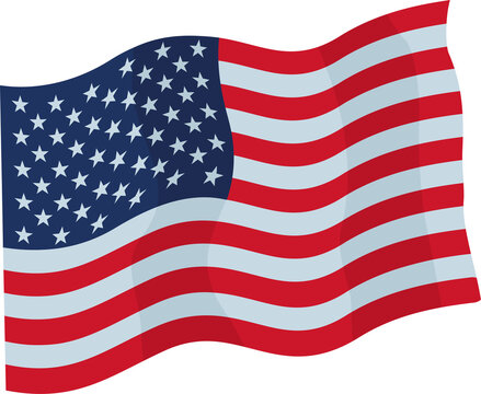 American flag. The US banner flies in the wind. Vector illustration. Flat infographics.