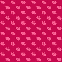 two pink hearts staying together on a red background repeat pattern