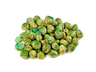 Green peas roasted isolated on white background