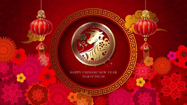 Chinese New Year, year of the Ox 2021, also known as the Spring Festival with the Chinese calligraphy gong xi fa cai or gong hay fat choy, means may you attain greater wealth
