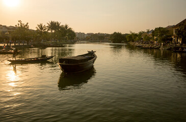 Fototapeta premium Boot am Thu Bon River, Vietnam