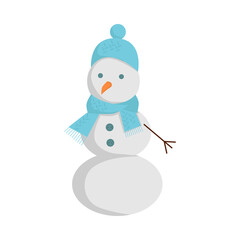 Snowman with Knitted Scarf and Hat Vector Illustration
