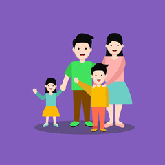 Big modern family vector flat design illustration. Relatives standing together. Father, Mother, Son, Daughter. Happy family characters. Suitable for web, banner, poster, advertising