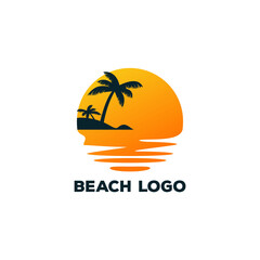 Beach logo design Vector palm
