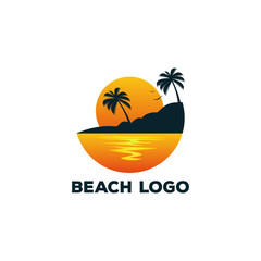 Beach logo design Vector sun