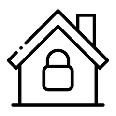 Pixel perfect home house with padlock security line icon