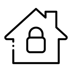 Pixel perfect home house with padlock security line icon