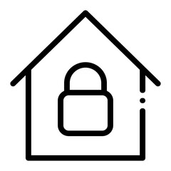 Pixel perfect home house with padlock security line icon