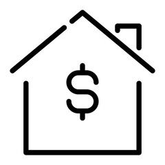 Pixel perfect home house sell with dollar sign line icon