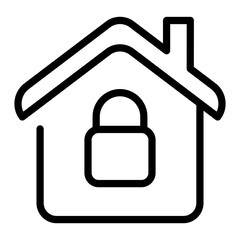 Pixel perfect home house with padlock security line icon