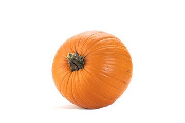 Fresh orange pumpkin isolated on white, top view