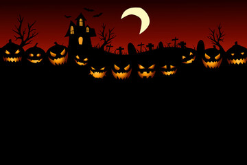 Halloween Party Background with Pumpkins 