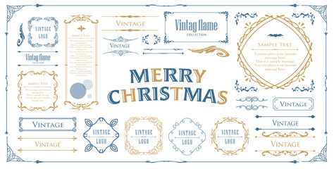 クリスマスフレーム　高級感のある冬のフレーム　クリスマス　ホリデーカード　デザインテンプレート　