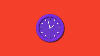 Counting down 3d wall clock isolated on red background, 12 hours 3d wall clock