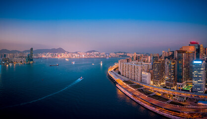 Hong Kong  panoramic cityscape at unique angles