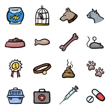 Vector Set of Color Pets Icons