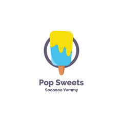 ice cream stick sweet logo illustration