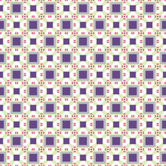 Vector seamless pattern texture background with geometric shapes, colored in purple, green, pink, grey, white colors.