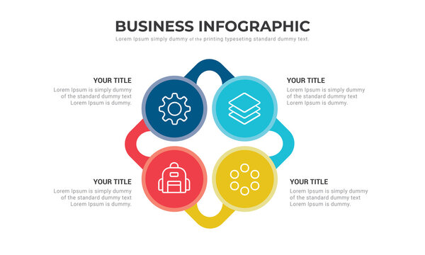 4 option four color vector circle infographic template eps.