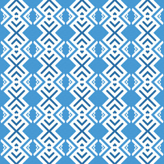 Vector seamless pattern texture background with geometric shapes, colored in blue, white colors.