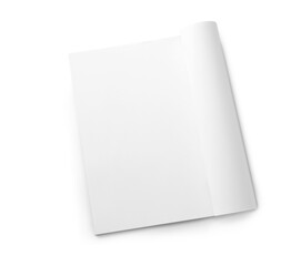 Blank pages of open magazine on white background