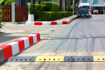 rubber reduce bump on road near jungtion help the vehicle reduce speed in area for safety