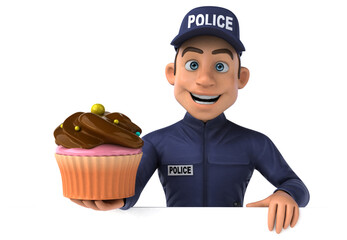 Fun 3D illustration of a cartoon Police Officer