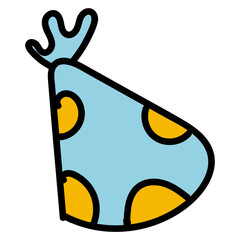 blue and yellow, birthday party head cap, vector color element in doodle style, cute drawing for kids