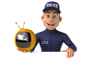 Fun 3D illustration of a cartoon Police Officer