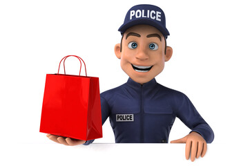 Fun 3D illustration of a cartoon Police Officer