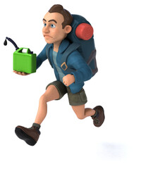 Fun illustration of a 3D cartoon backpacker