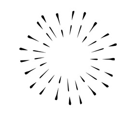Fototapeta premium Doodle burst in vintage style on white background. Black vector hand drawn sketch illustration. Sun, starburst, sparkle, sunburst set. Line sparkle explosion. Marker handdrawn line. Retro spark shine