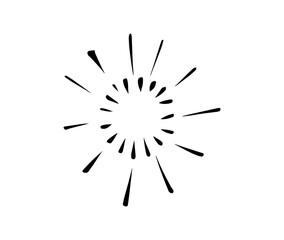 Obraz premium Doodle burst in vintage style on white background. Black vector hand drawn sketch illustration. Sun, starburst, sparkle, sunburst set. Line sparkle explosion. Marker handdrawn line. Retro spark shine