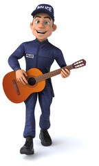 Fun 3D illustration of a cartoon Police Officer
