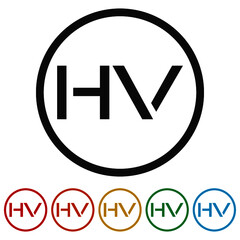 HV Letter  logo ring icon, color set