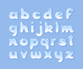 Vector smooth alphabet with shiny water bubble effect