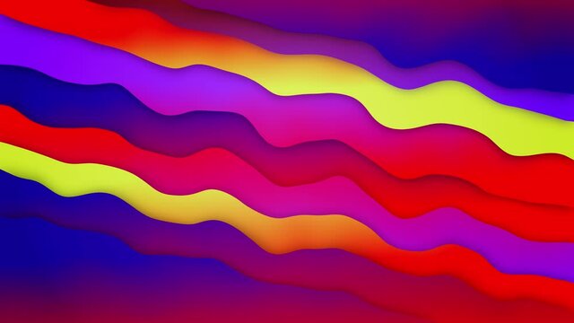 Abstract smooth blurred Colorful geometric shapes and objects gradient mesh Loop background in bright rainbow colors. Fluid, waves, gradient, presentation, event, party, backdrop, geometric, walpaper,