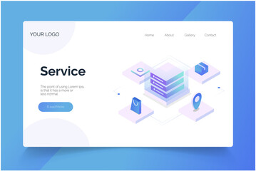 Service isometric. landing page vector template