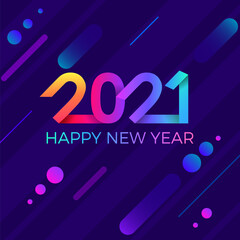 2021 Happy New Year. Paper Memphis geometric bright style for holidays flyers, greetings, invitations, Happy New Year or Merry Christmas cards. Holiday background, poster, banner. Vector Illustration.