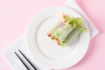 Salad roll organic vegetarian food, healthy food concept