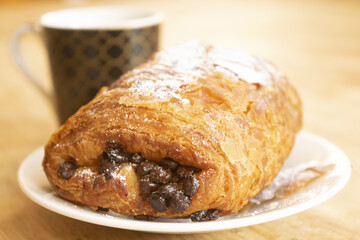 chocolate croissant and espresso