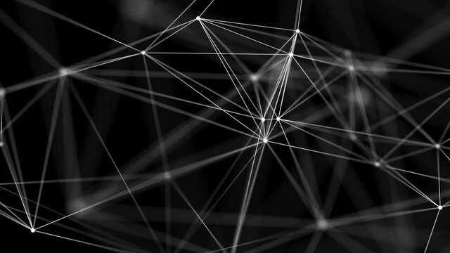 4k Lexus fantasy abstract technology. Abstract geometric Loop background with moving lines, dots and triangles. Science, medicine and technology. Digital Research and Medical Technology Connection.