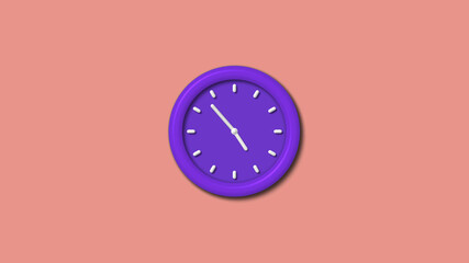 New purple color 12 hours 3d wall clock isolated on red light background, Counting down wall clock