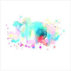 Vector splashes of paint watercolor on white.