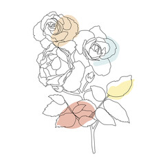 Rose Line art Vector. Abstract minimal floral and leaf design for spirng and autumn banner, prints, floral wall art, Home decor picture, fabric and wallpaper. Vector illustration
